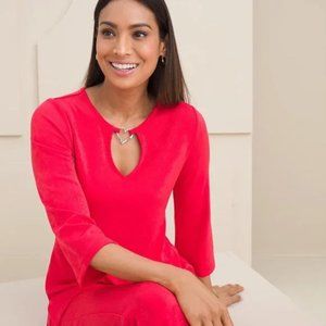 Chicos Travelers Red Heart detail tunic NWT Size 2